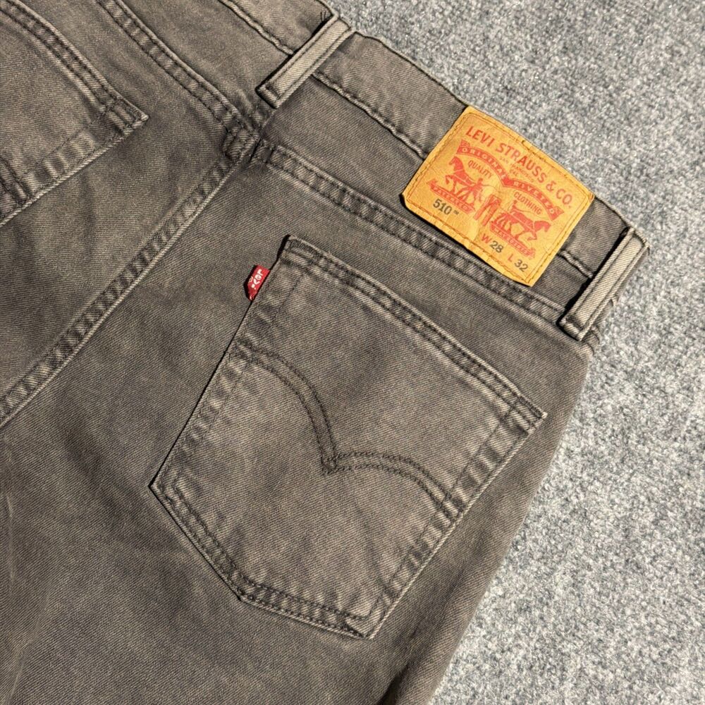 Levis 510 Denim Jeans Mens 28x32 Gray Straight Skinny Stretch Work Red Tab